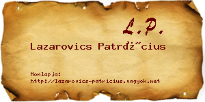 Lazarovics Patrícius névjegykártya